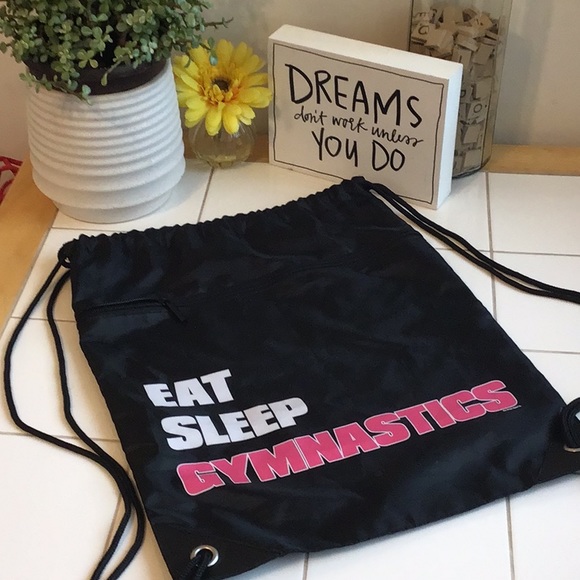 Handbags - HOST PICK ‘Eat Sleep Gymnastics’ Drawstring Backpack